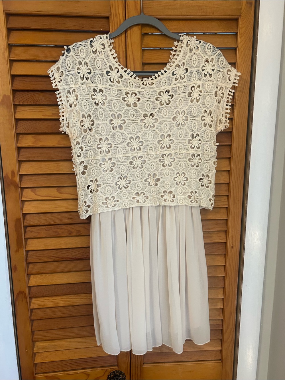City Triangles Cream Lace Floral Mini Dress